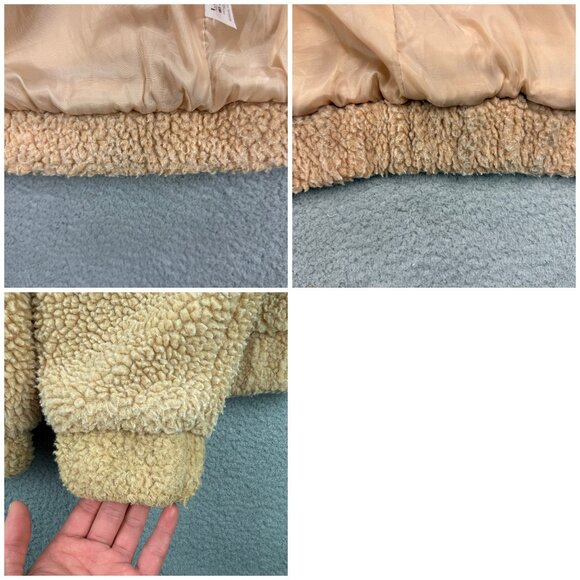 I Am Gia Jacket Women Small S Oversized Beige Tan Pixie Sherpa Teddy Fleece Coat - Picture 9 of 10